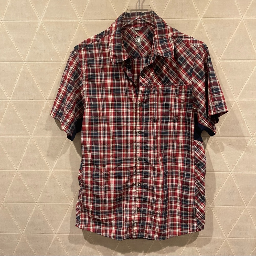 Club Ride Apparel Red Navy White Plaid Short Sleeve Shirt